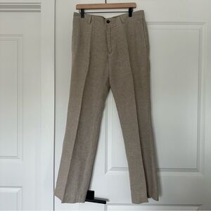 Banana Republic (32X32) Herringbone Linen/Cotton Blend Flat Front Trouser Pants